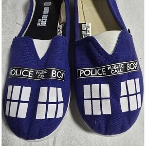 Dr Who Tardis Unisex Slip On Canvas Shoes Blue Size Small 5-6